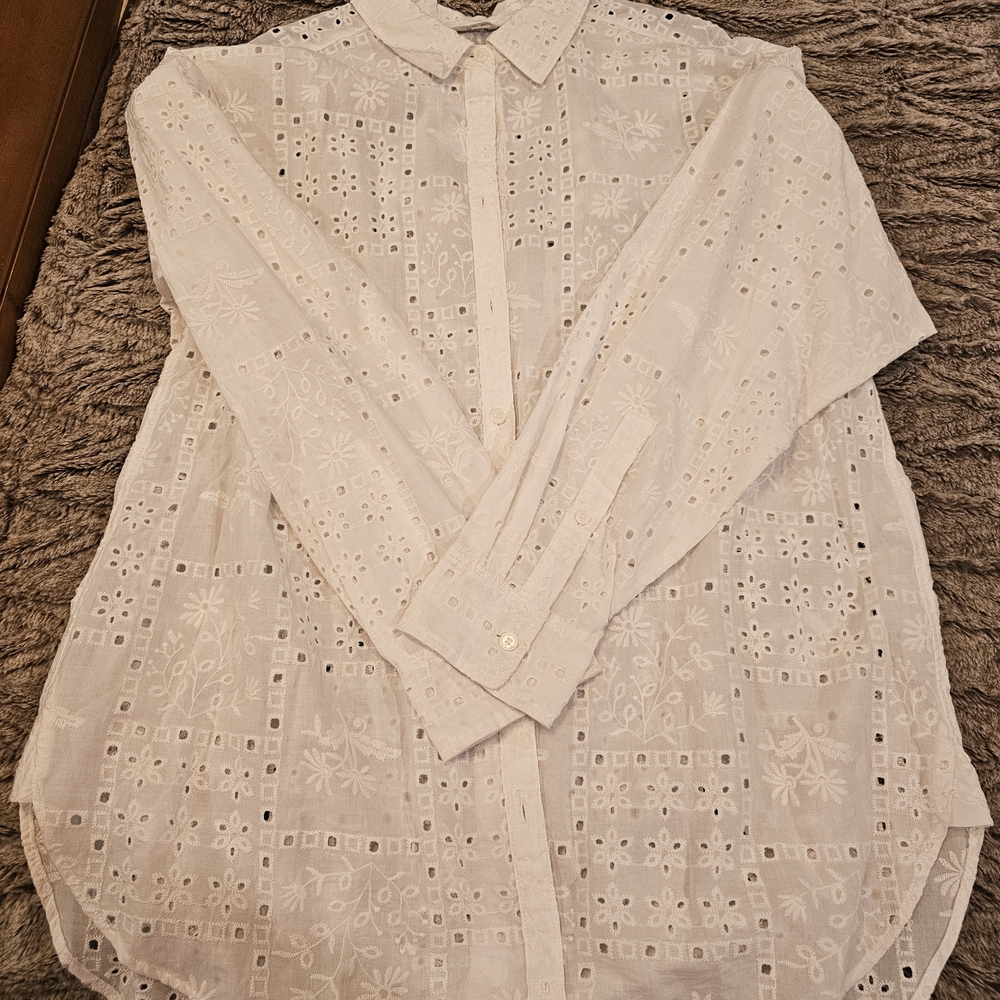 LOFT White Eyelet Womens Shirt